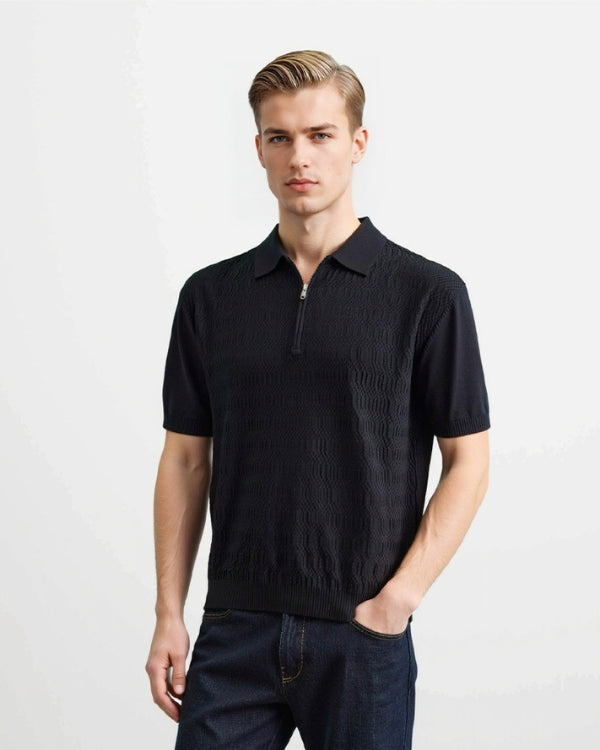 Textured Zip Polo Knit