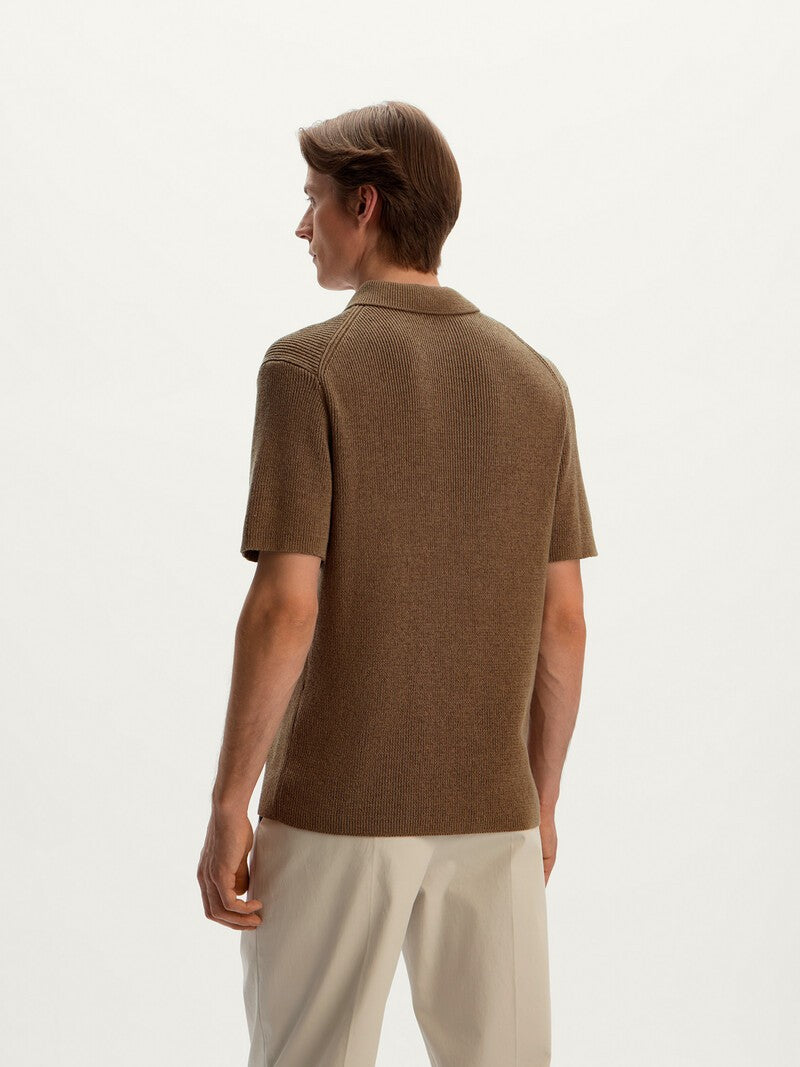 Cotton and linen polo shirt Mocca