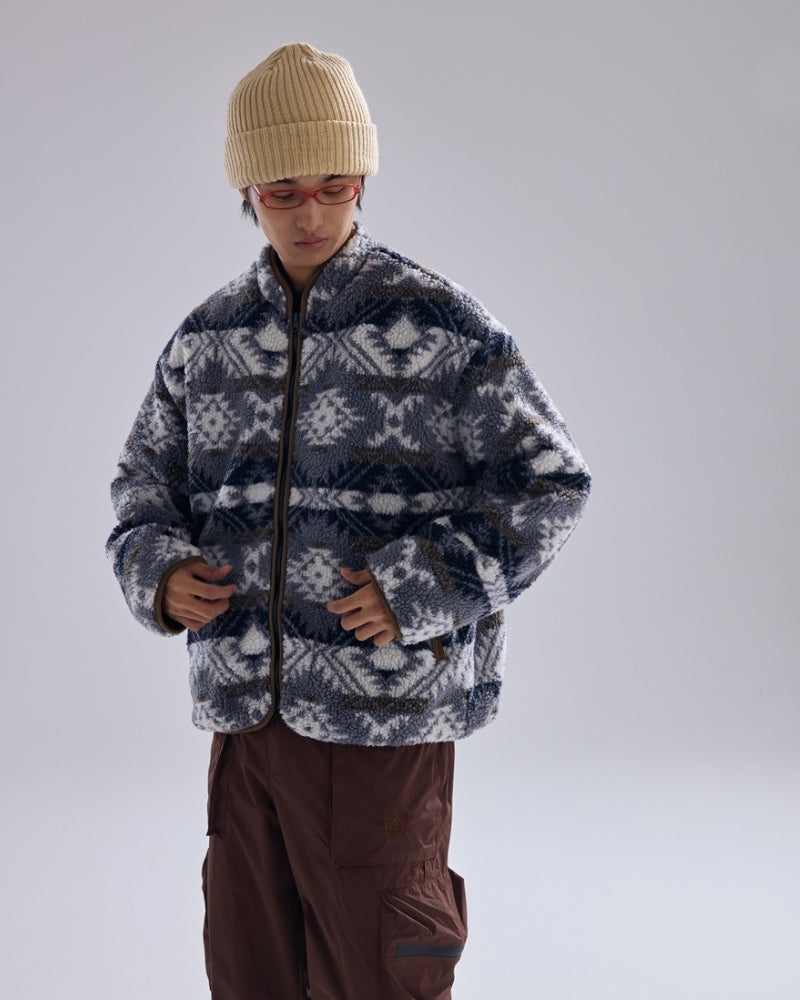 Nordic Pattern Fleece Zip Jacket
