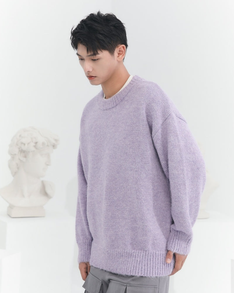 Relaxed Fit Blend Crewneck Knitted Sweater