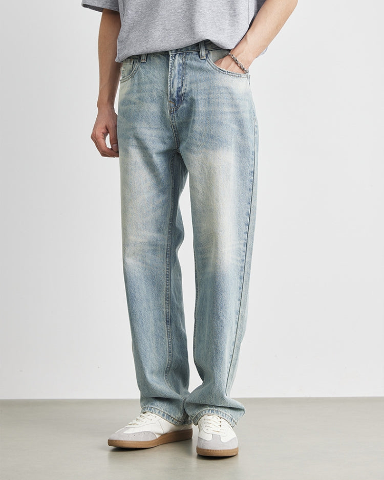 Loose Fit Vintage Wash Straight Jeans