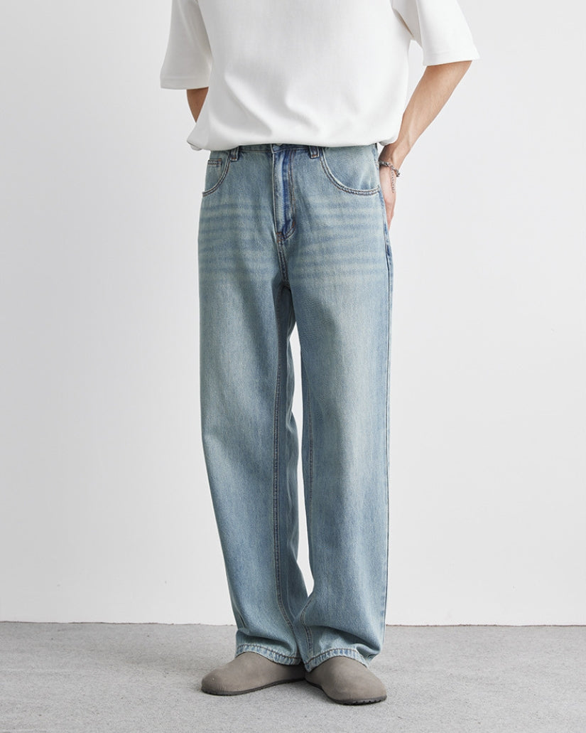 Relaxed Fit Washed Denim Jeans