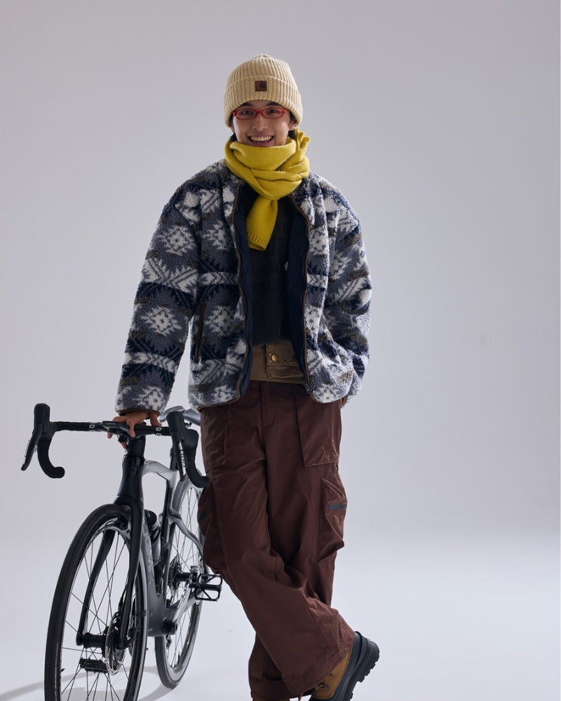 Nordic Pattern Fleece Zip Jacket