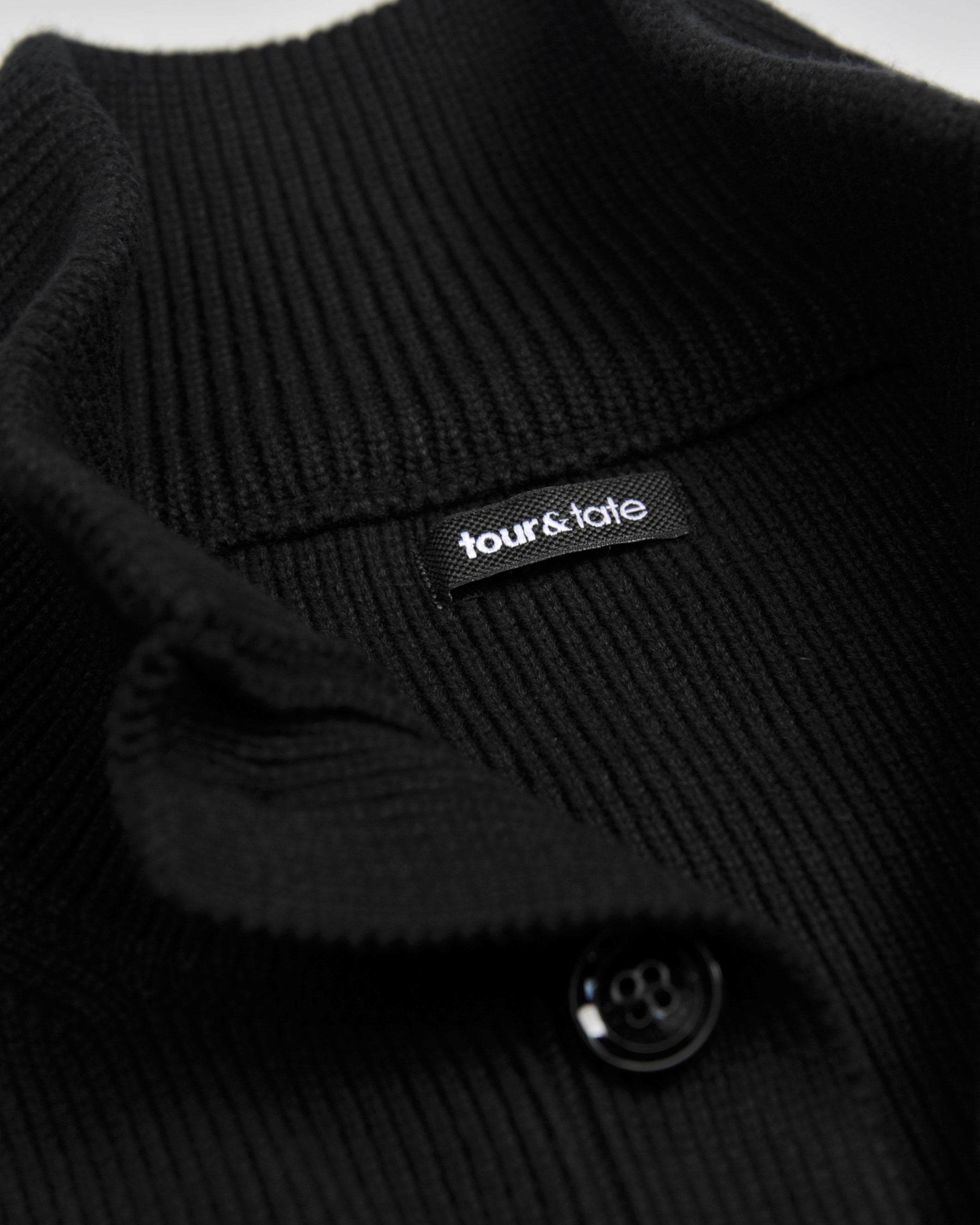 Black Ribbed Button Closure Cardigan