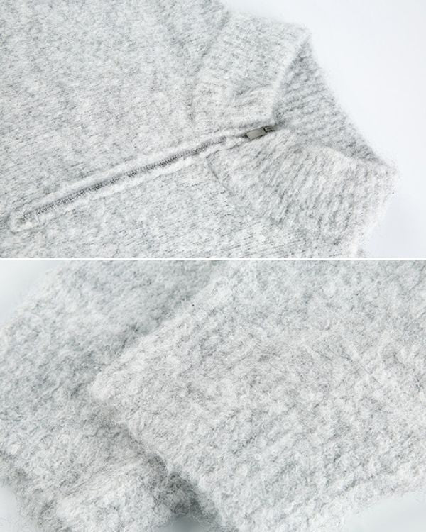 Brushed Blend Comfort Oversized Half-Zip Sweater