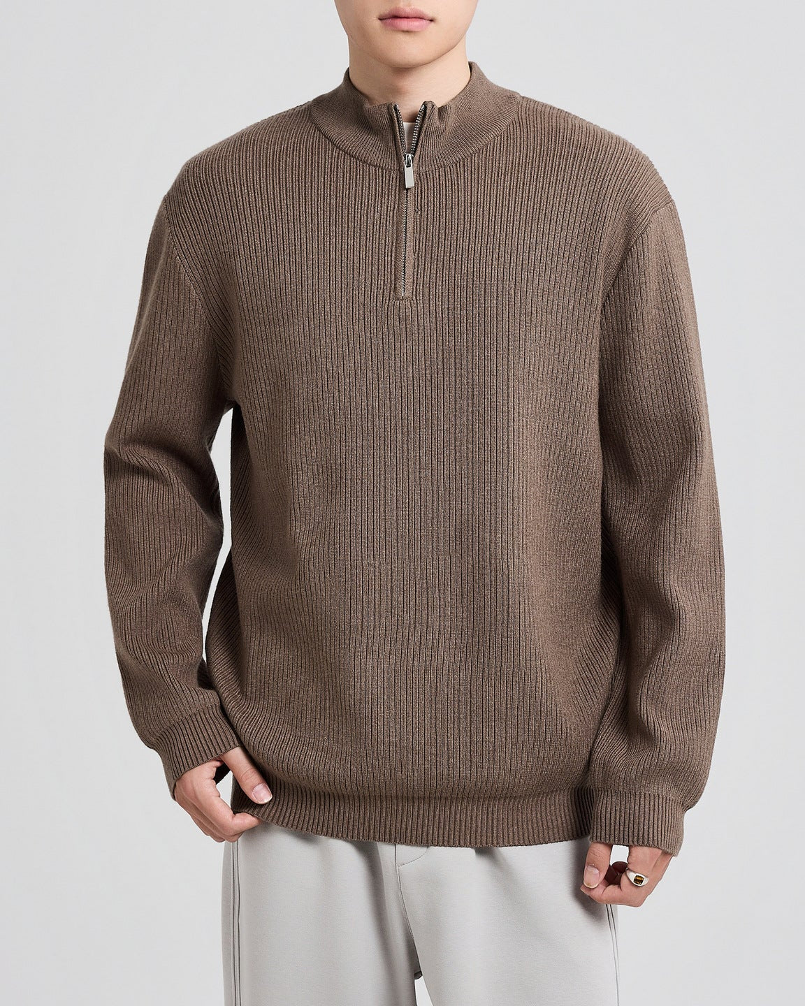 The Carrington Pit Jacquard Knit Half-zip