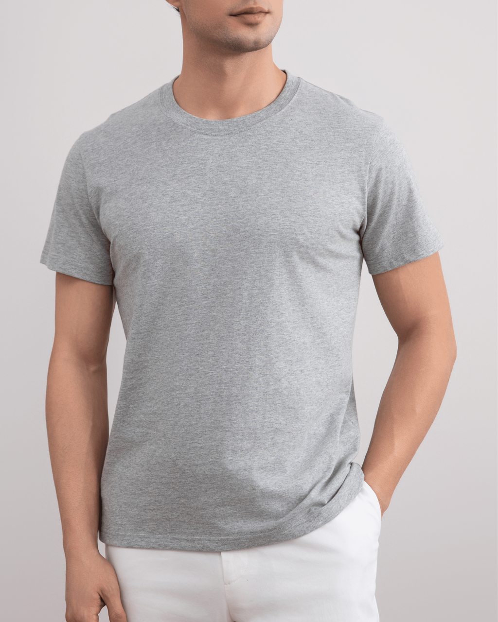 Grey Mélange Slim fit Crew-neck T-shirt