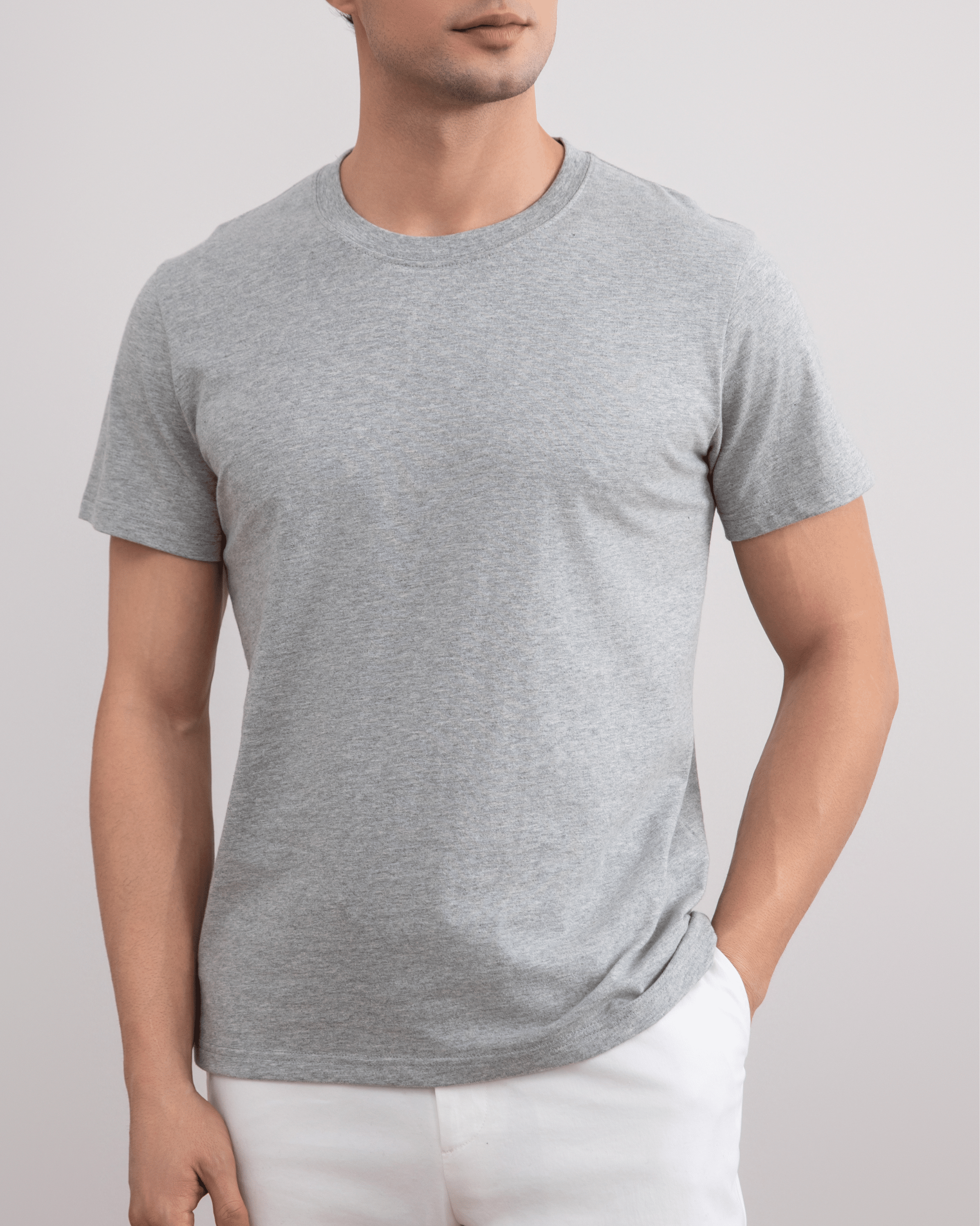 Grey Mélange Slim fit Crew-neck T-shirt