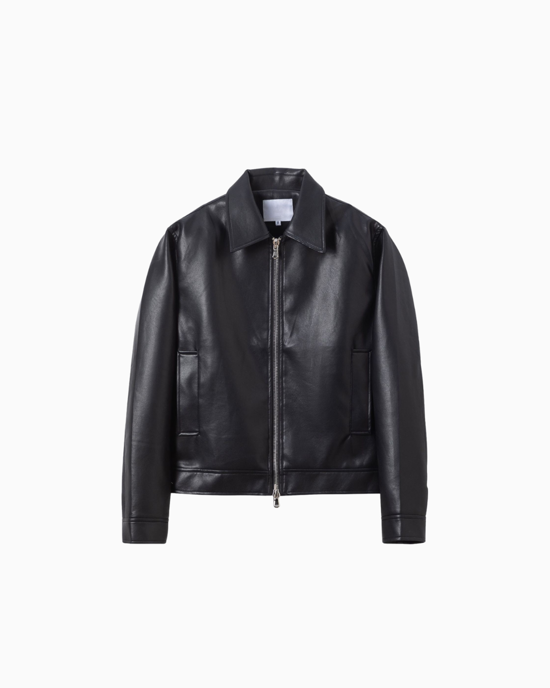 Classic Black Leather Zip Jacket