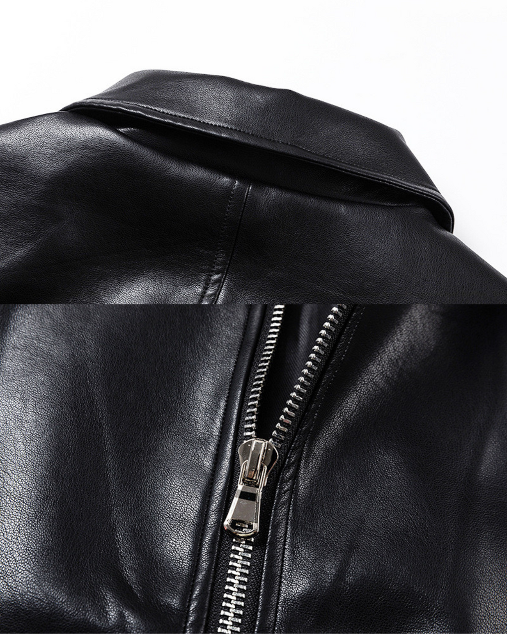 Classic Black Leather Zip Jacket