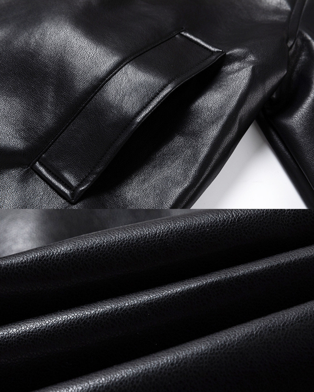 Classic Black Leather Zip Jacket