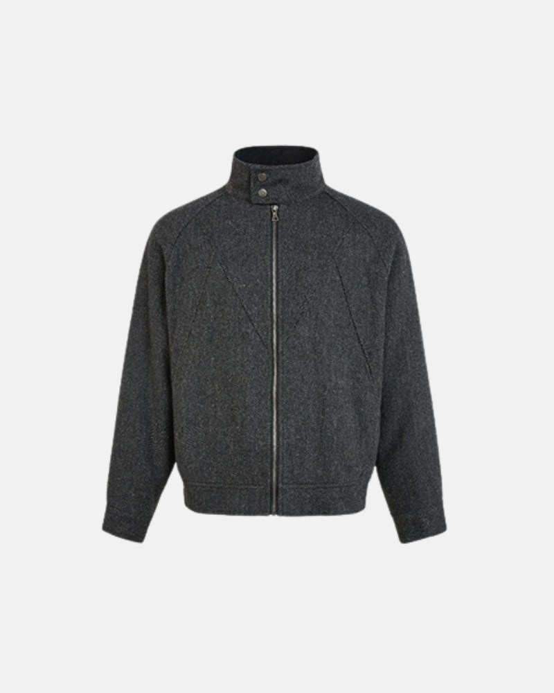 High‑Neck Wool Zip Jacket