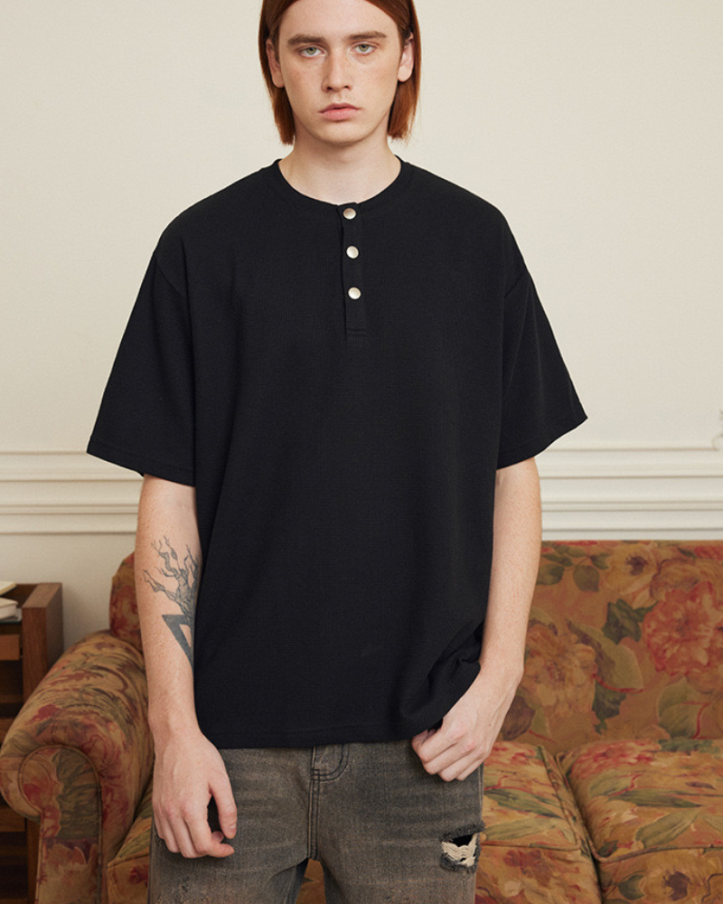 Relaxed Henley Collar Tee