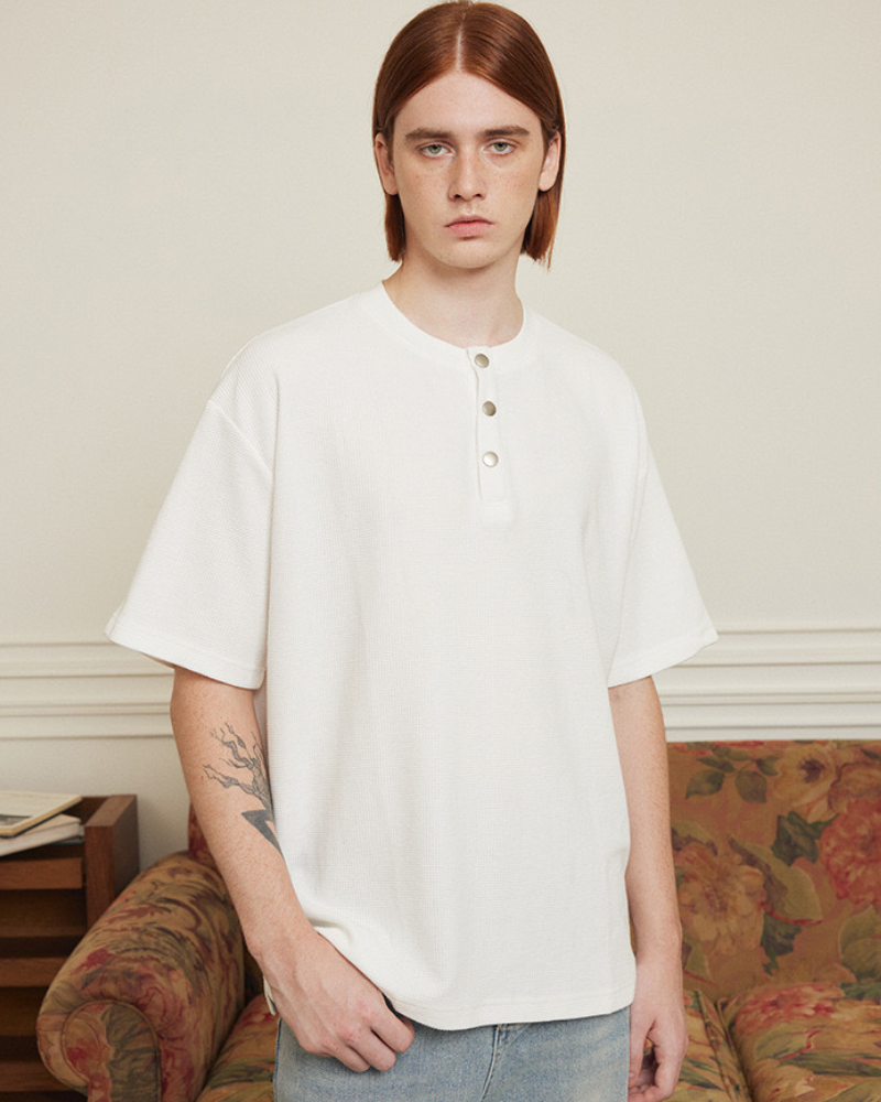 Relaxed Henley Collar Tee