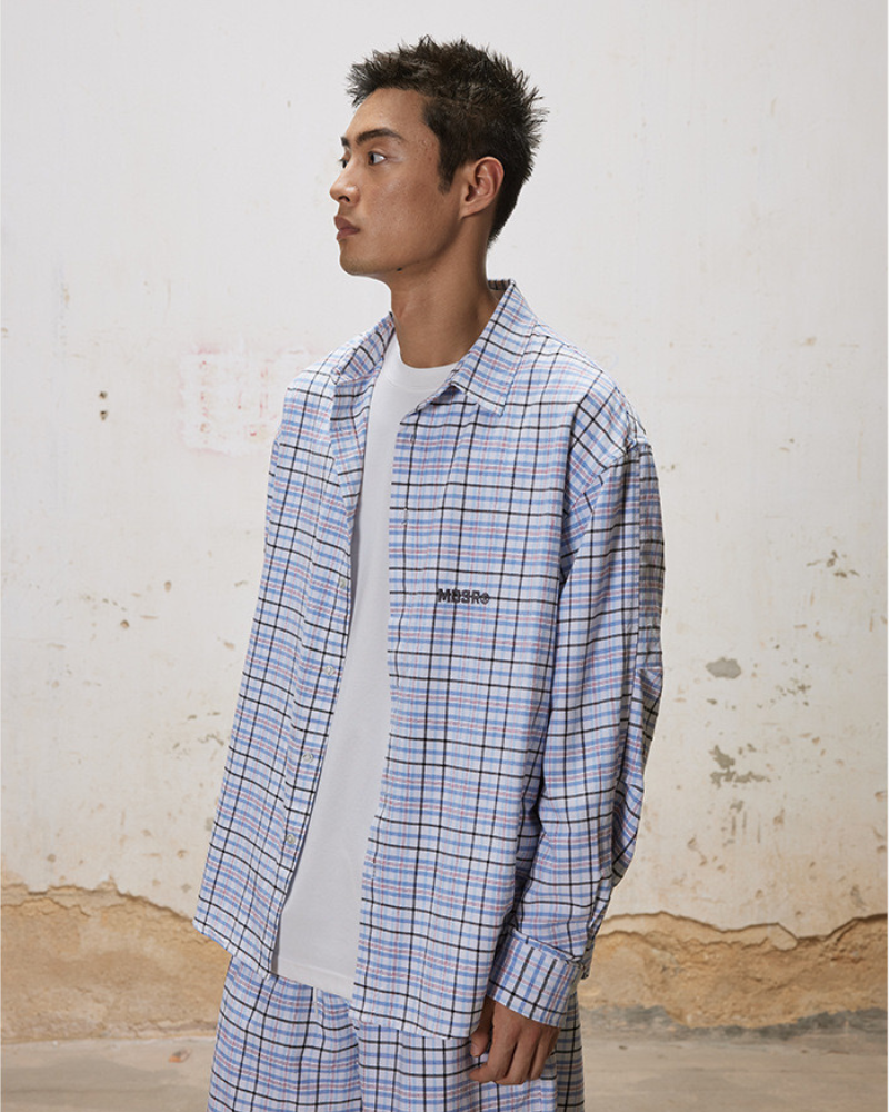 Oversized Plaid Shirt and Shorts Set