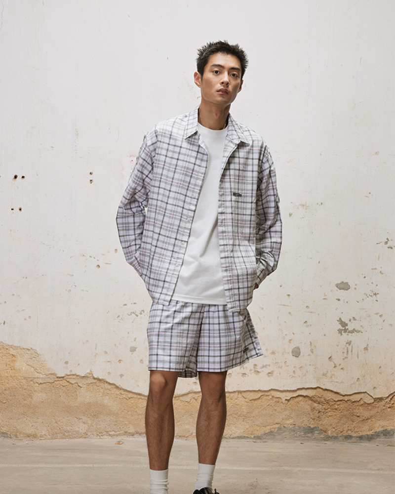 Oversized Plaid Shirt and Shorts Set