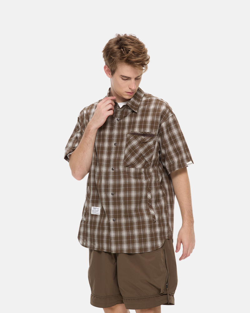 Relaxed Fit Plaid Short‑Sleeve Shirt