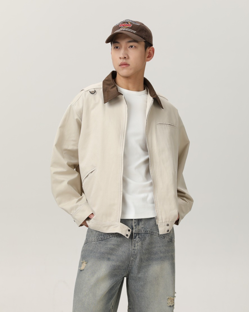 Stone Canvas Zip Jacket