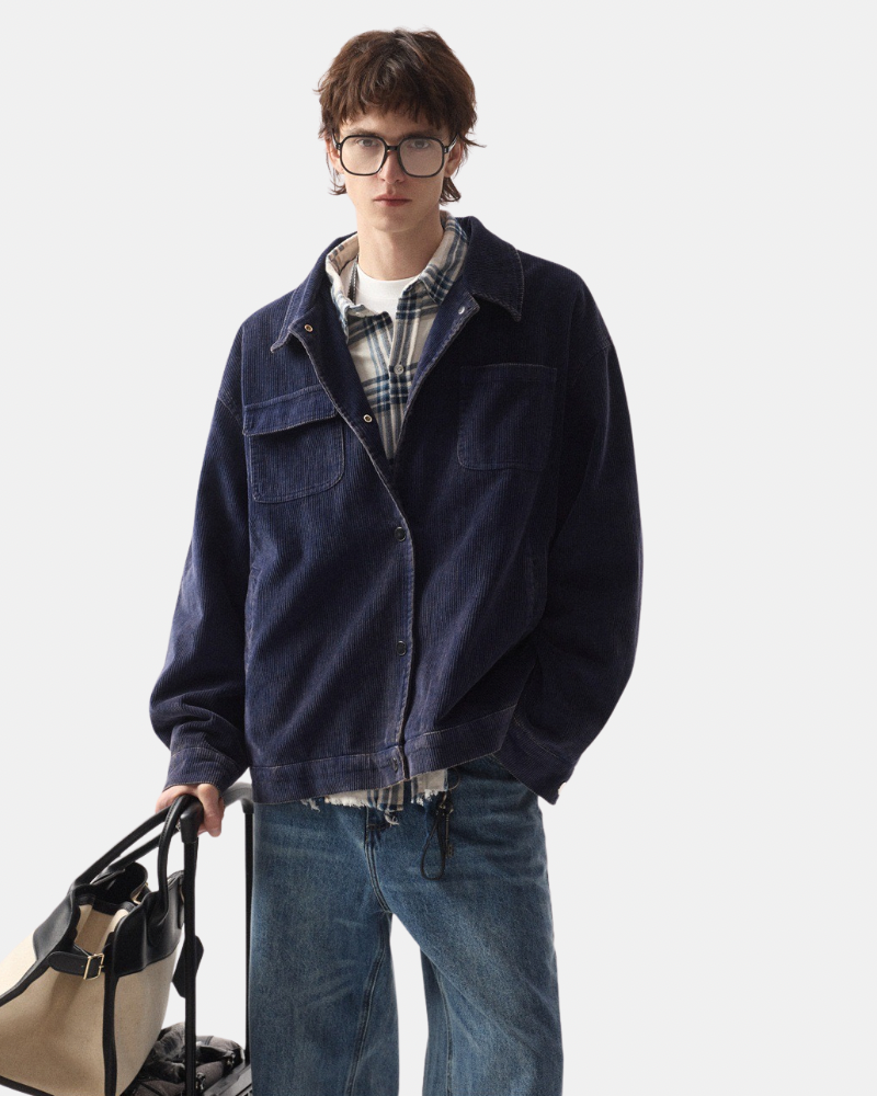 Indigo Corduroy Overshirt Jacket