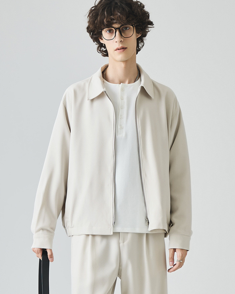 Minimalist Zip‑Up Overshirt Jacket
