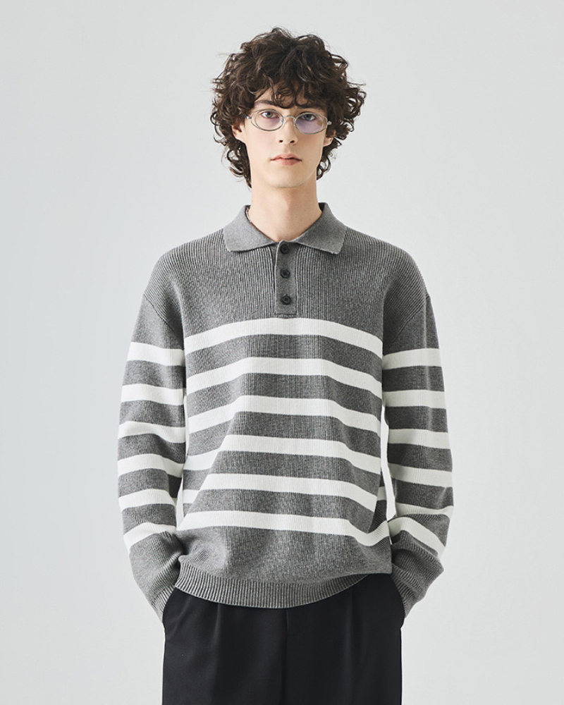 Striped Polo Shirt Long Sleeve