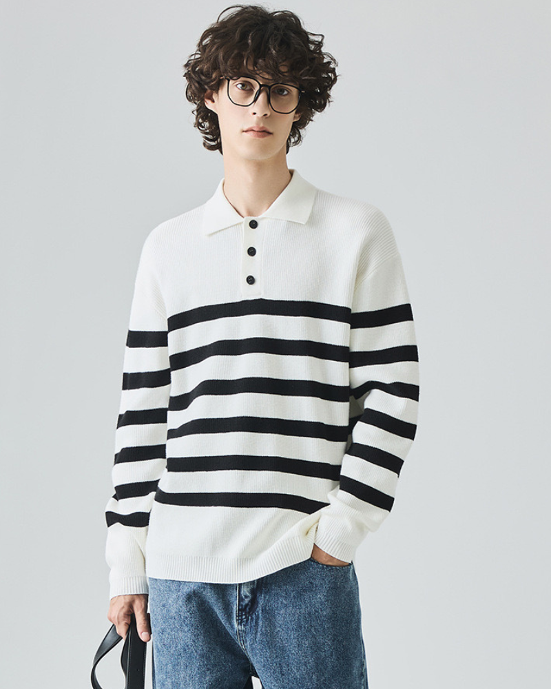 Striped Polo Shirt Long Sleeve