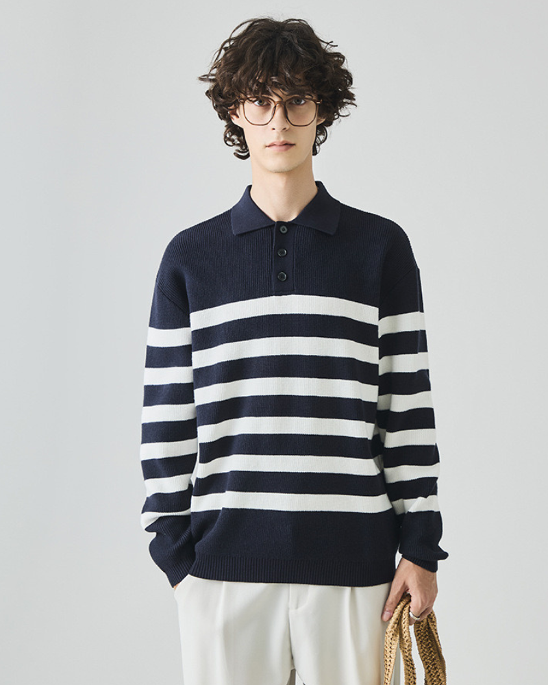 Striped Polo Shirt Long Sleeve