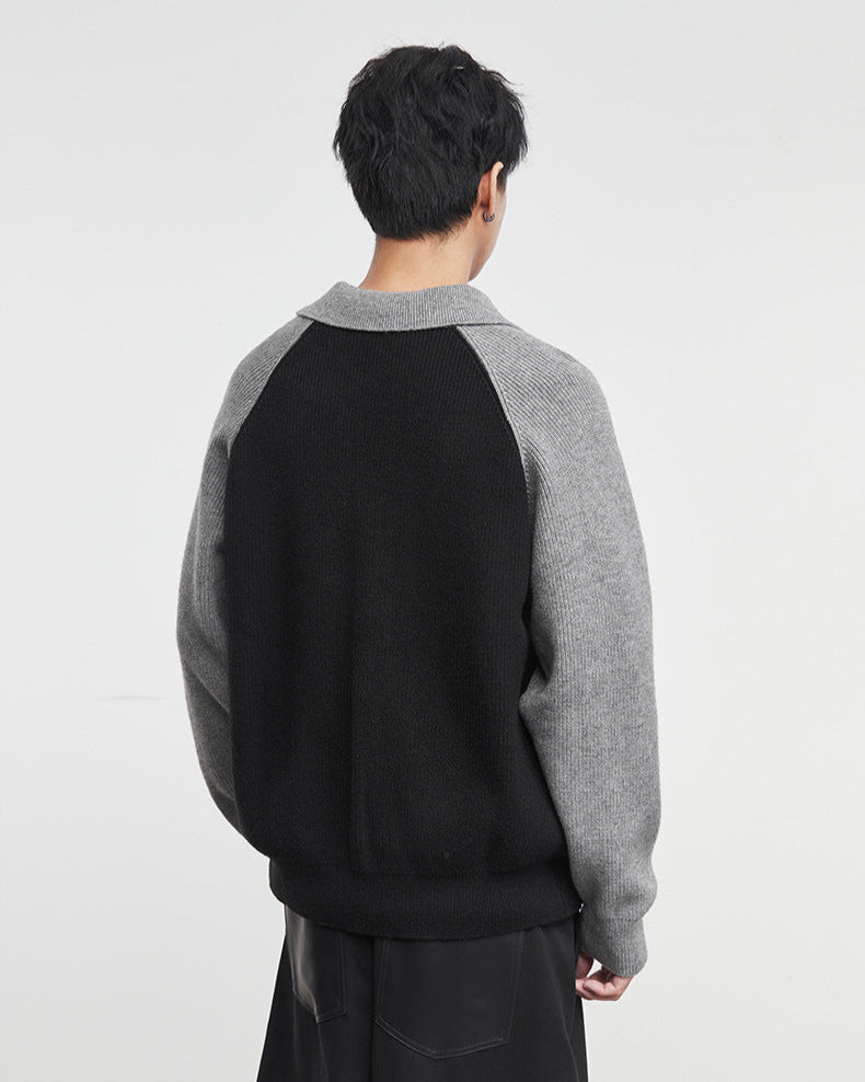 Autumn Mist Heavy Knit Contrast Sweater