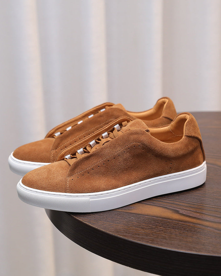 The Softey Suede Low Sneakers - Tangerine