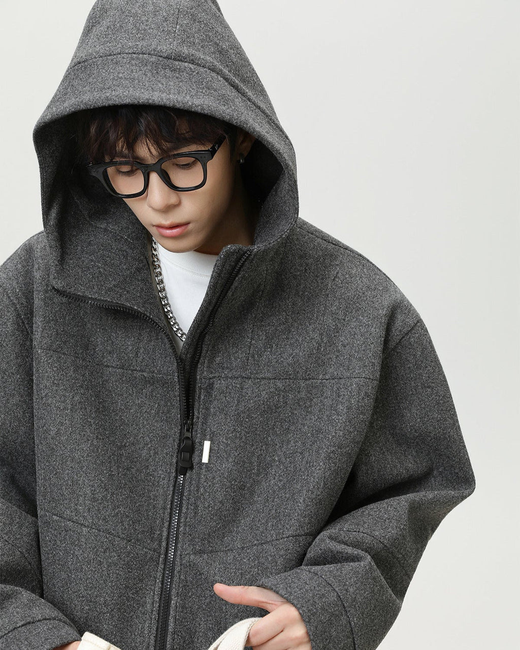 Split-Structure Textured Wool Blend Jacket