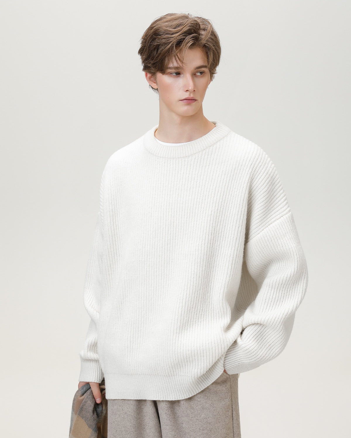 Sunday Scare Oversized Knit Relaxed Crewneck Sweater