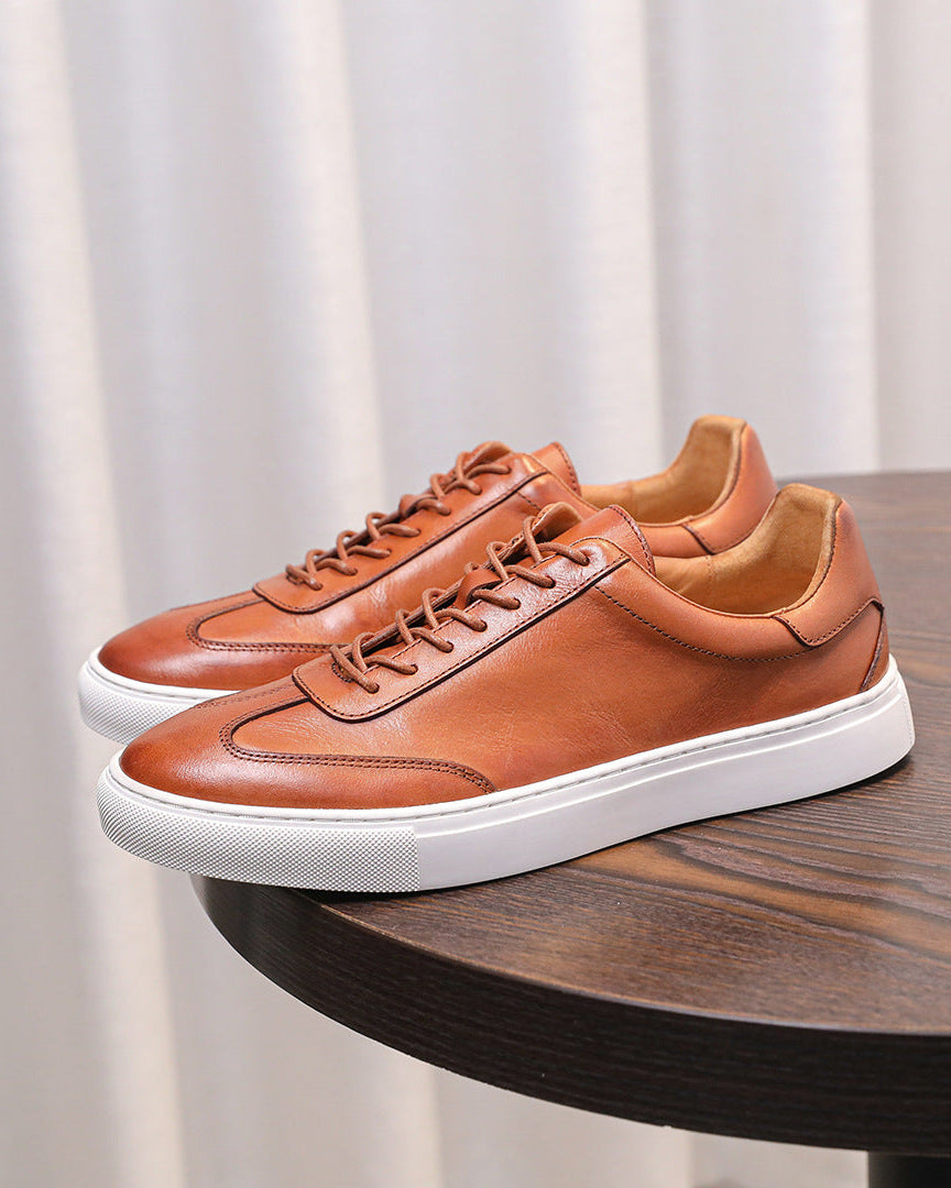 Leather & Suede Low Sneakers with Gum Sole