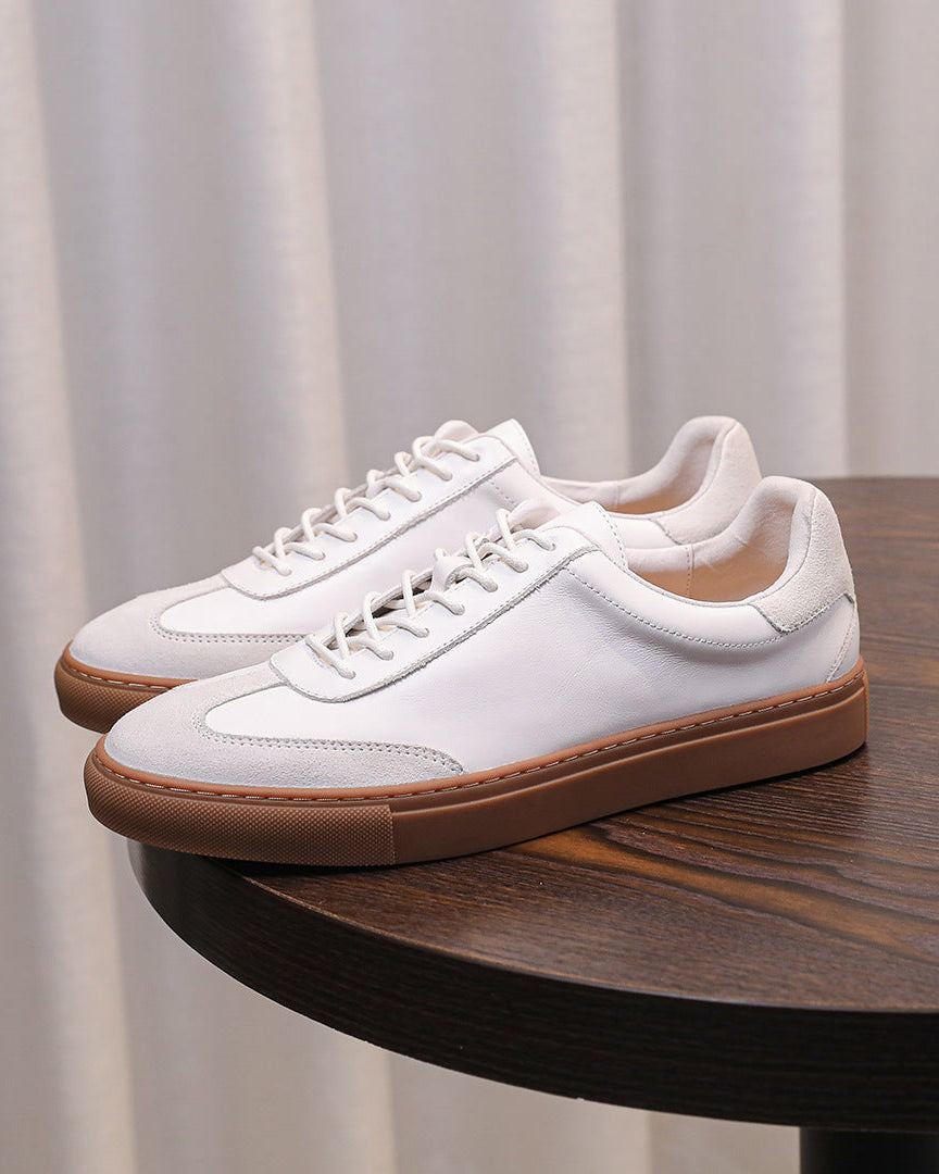 Leather & Suede Low Sneakers with Gum Sole