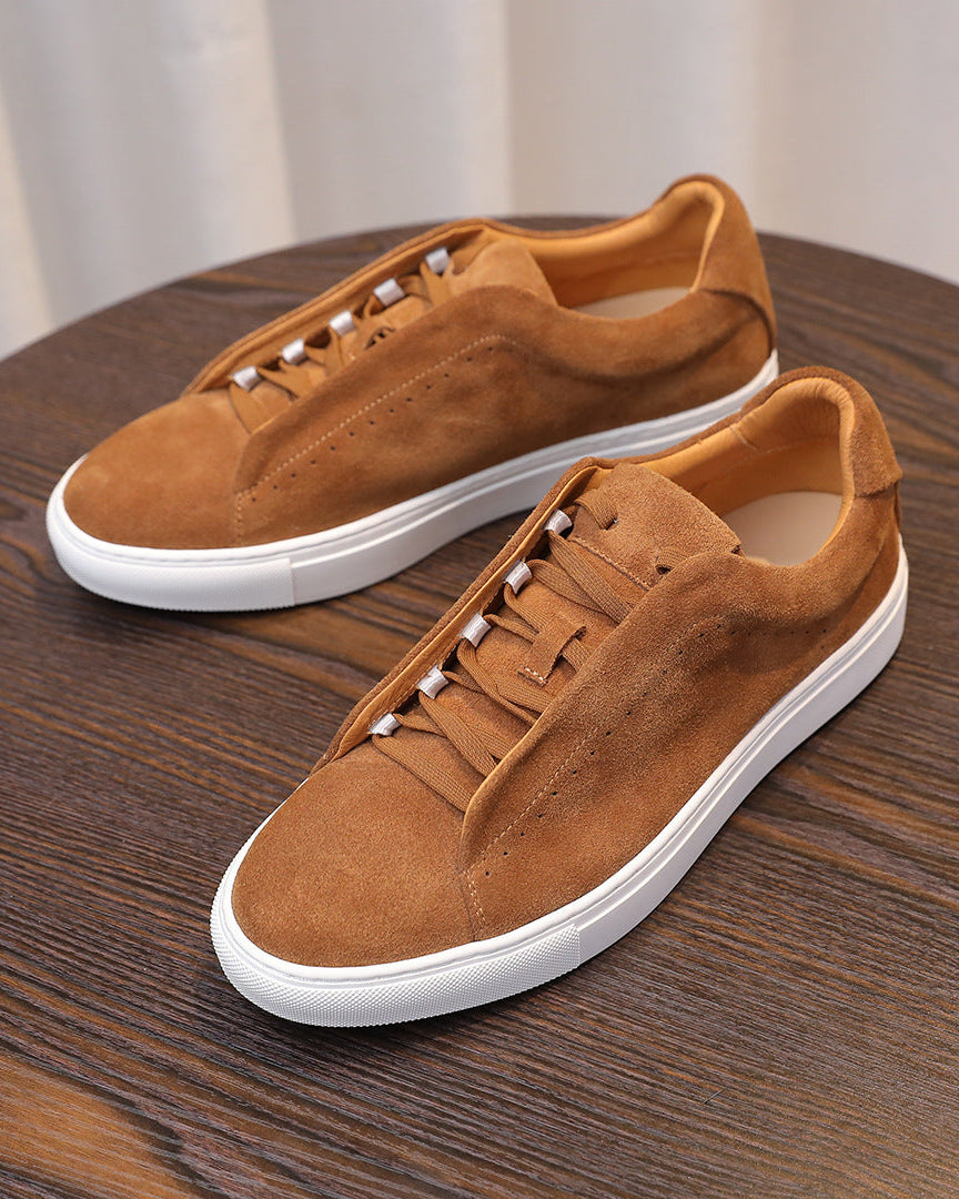 The Softey Suede Low Sneakers - Tangerine
