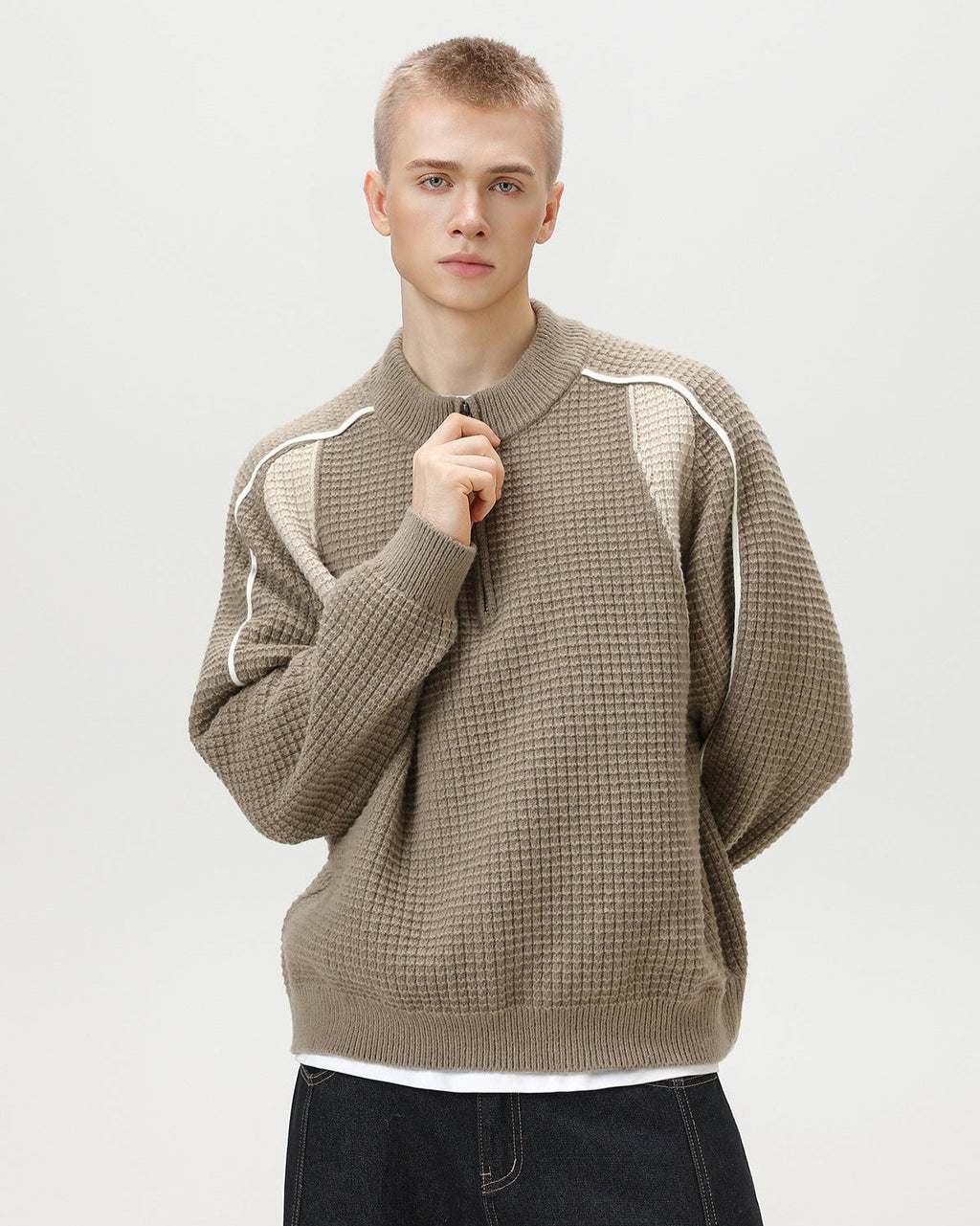 Waffle Half-Zip Sweater