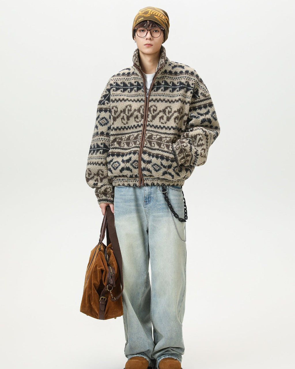 Ethnic Jacquard Heavy Polar Fleece Jacket