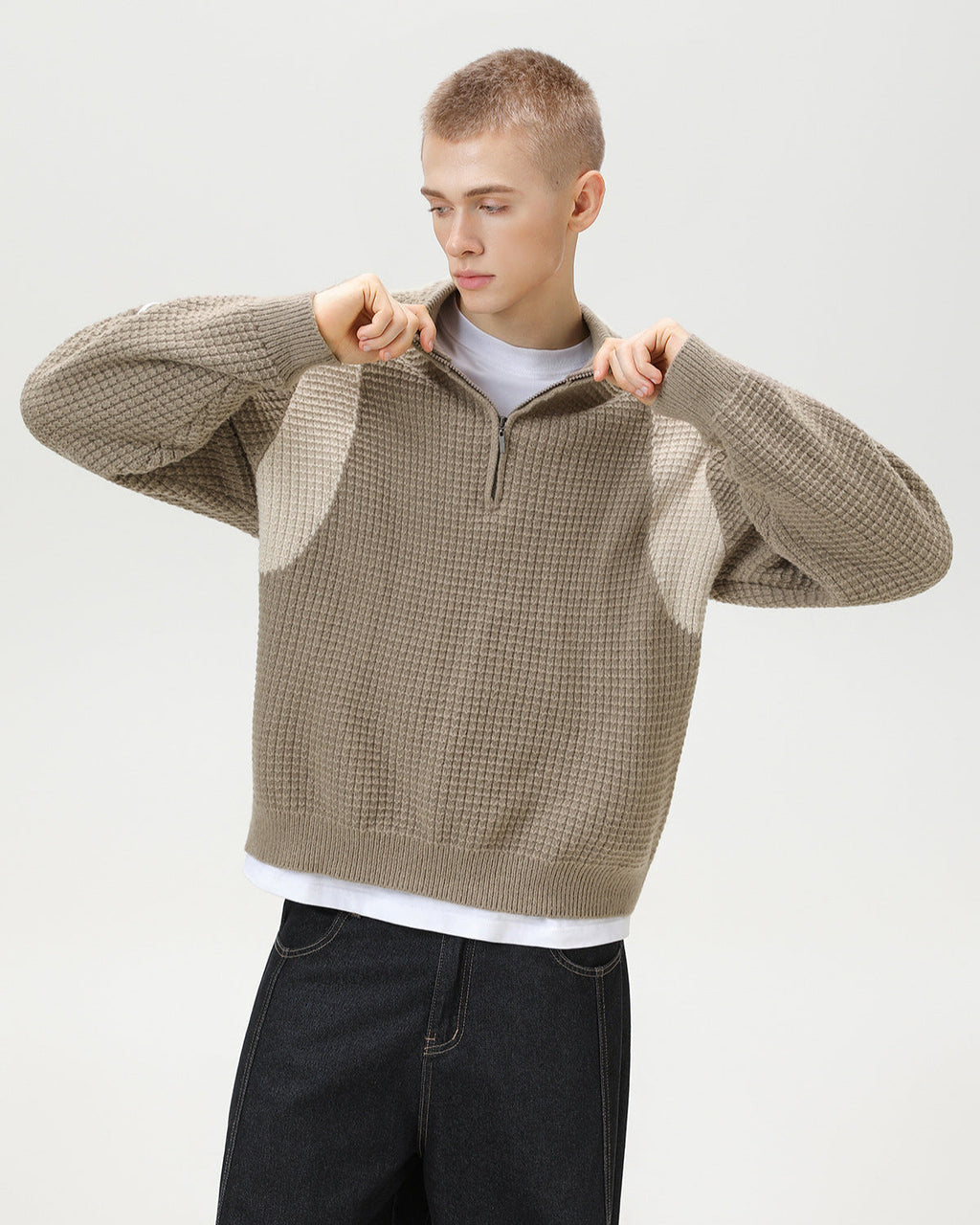 Waffle Half-Zip Sweater
