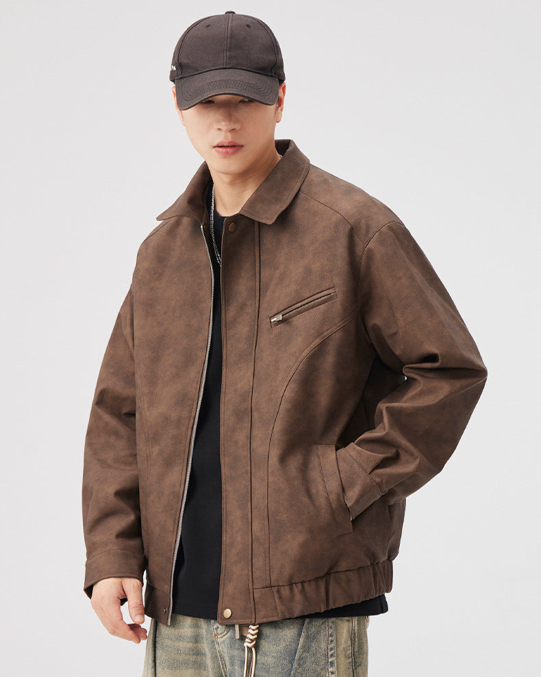 Refined Edge PU Leather Jacket