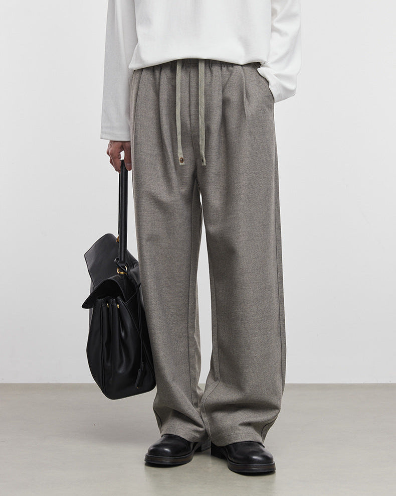 Shallow Silhouette Wide-Leg Slacks Pants