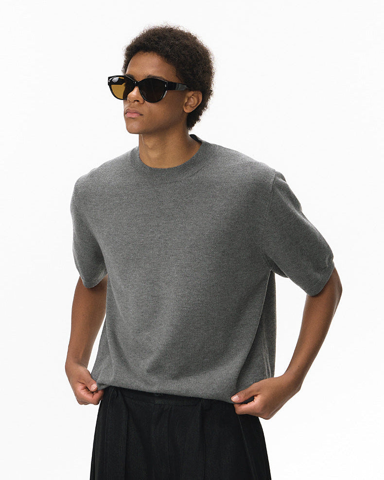 Soft Cozy Short Sleeve Knit T-Shirt