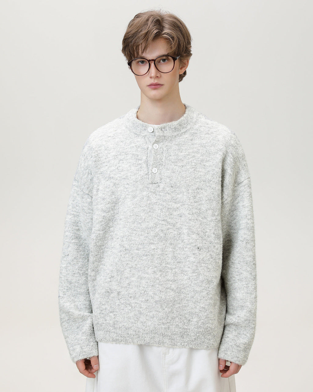 Brushed Henley Knit Sweater