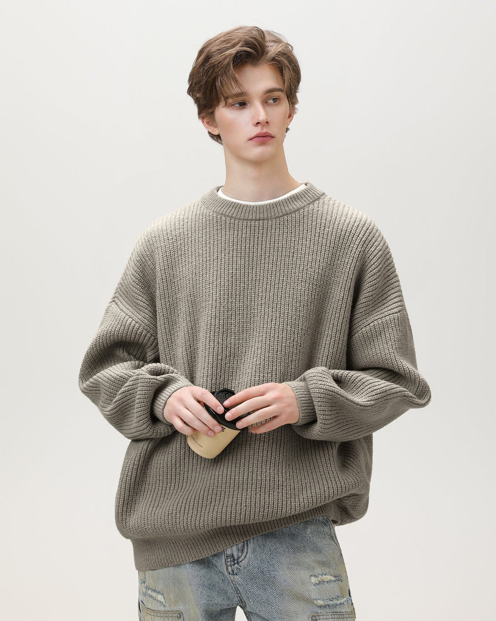 Sunday Scare Oversized Knit Relaxed Crewneck Sweater
