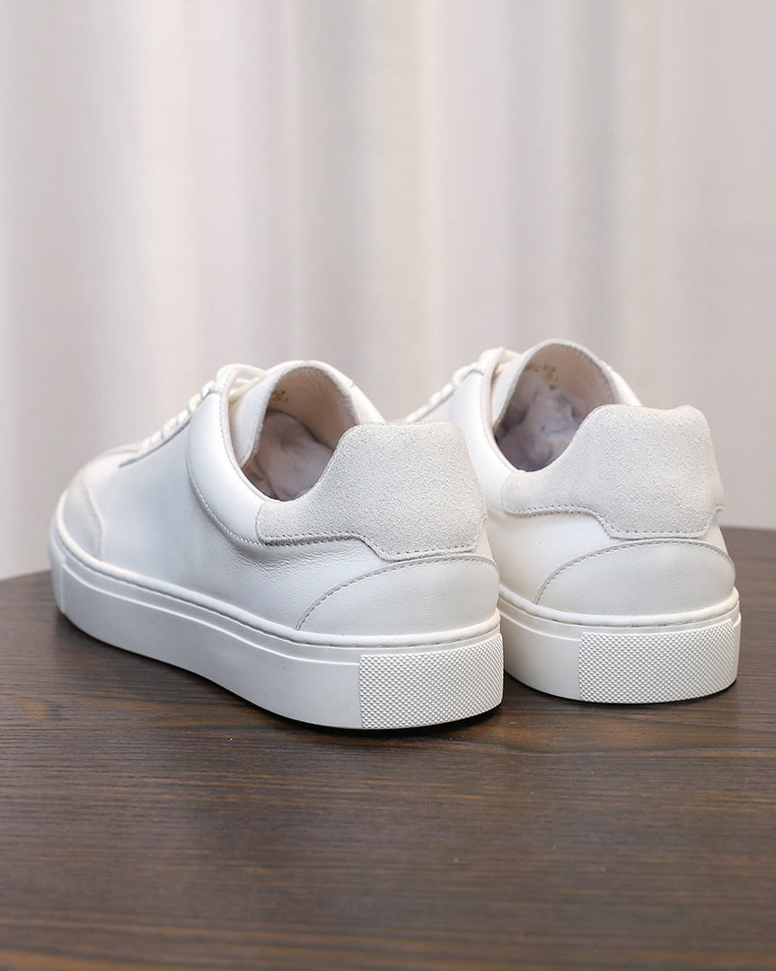 Leather & Suede Low-Top Sneakers with Contrast Sole