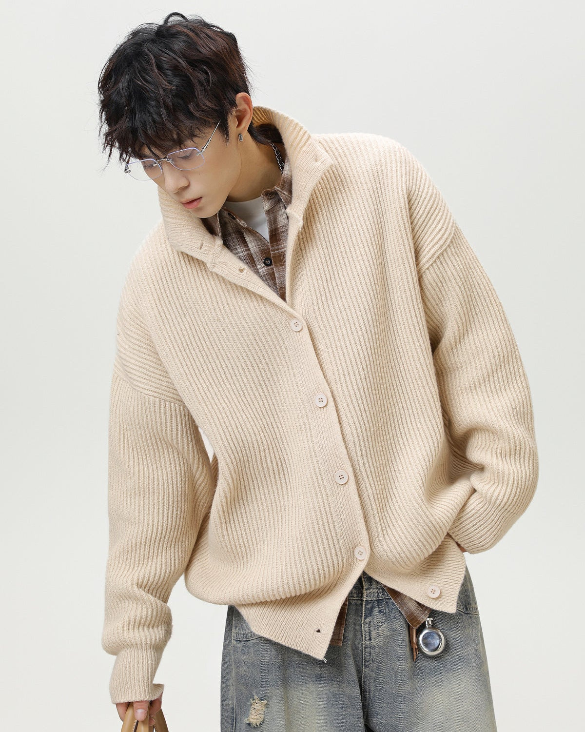 Minimalist Heavy Rib Knit Cardigan