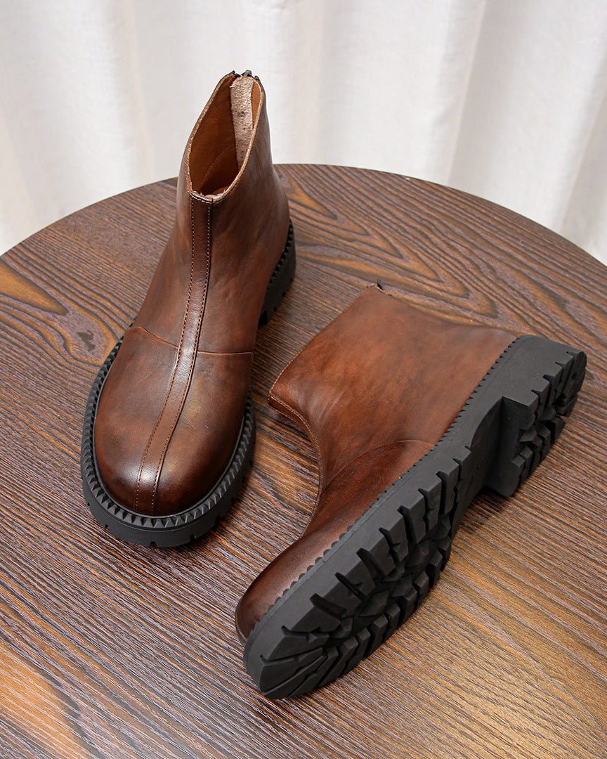 The Zip Rugged Leather Boots