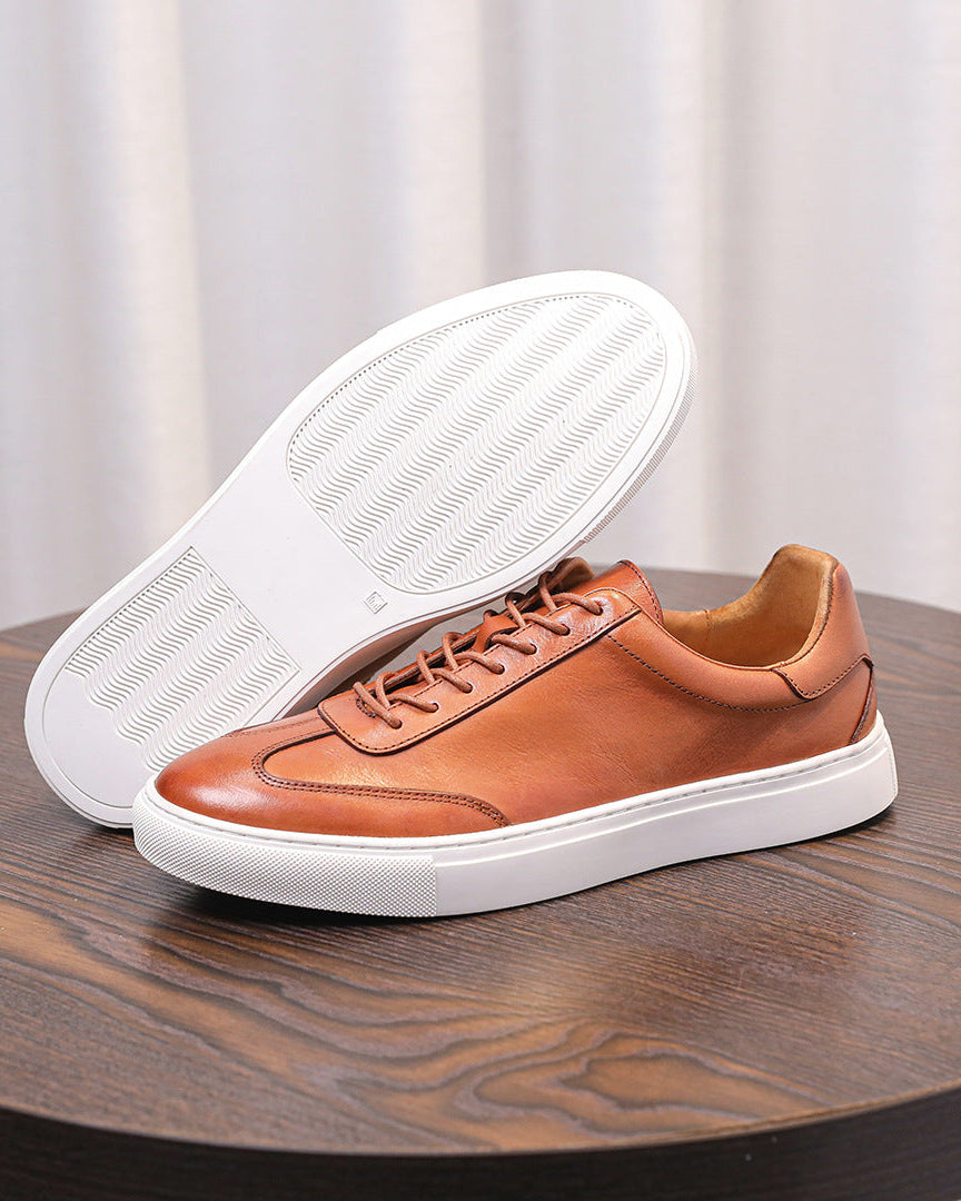 Leather & Suede Low Sneakers with Gum Sole