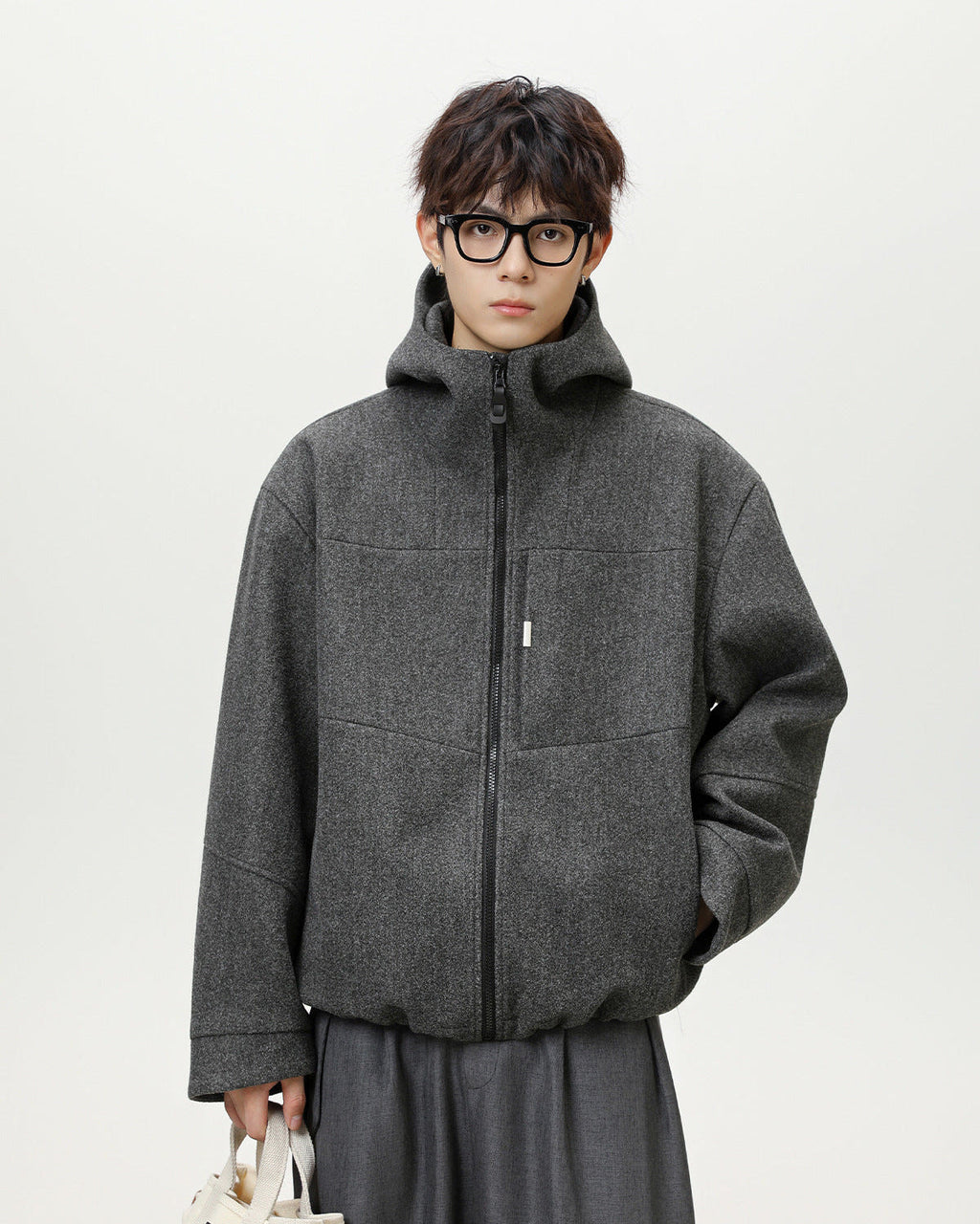 Split-Structure Textured Wool Blend Jacket