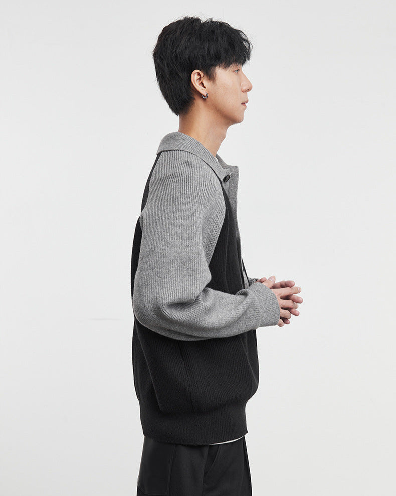 Autumn Mist Heavy Knit Contrast Sweater