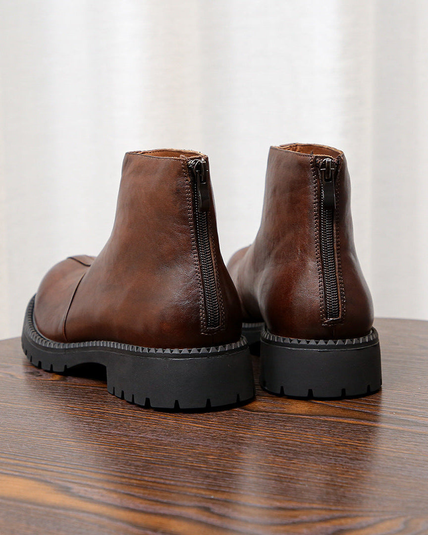 The Zip Rugged Leather Boots