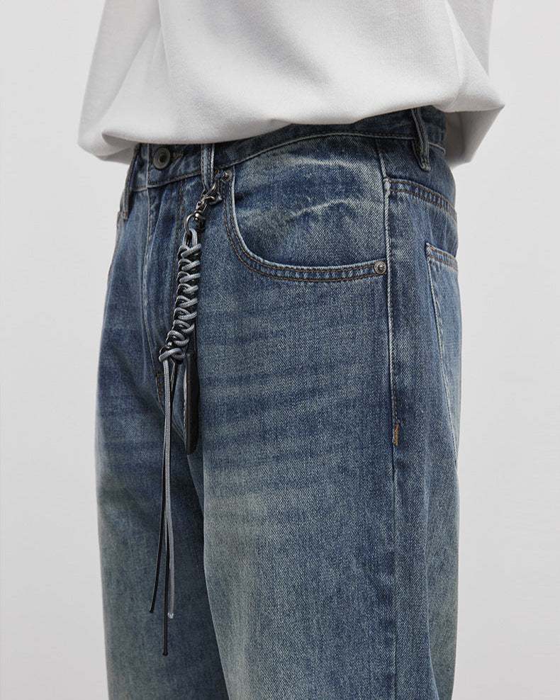 Street Silhouette Wide-Leg Washed Jeans
